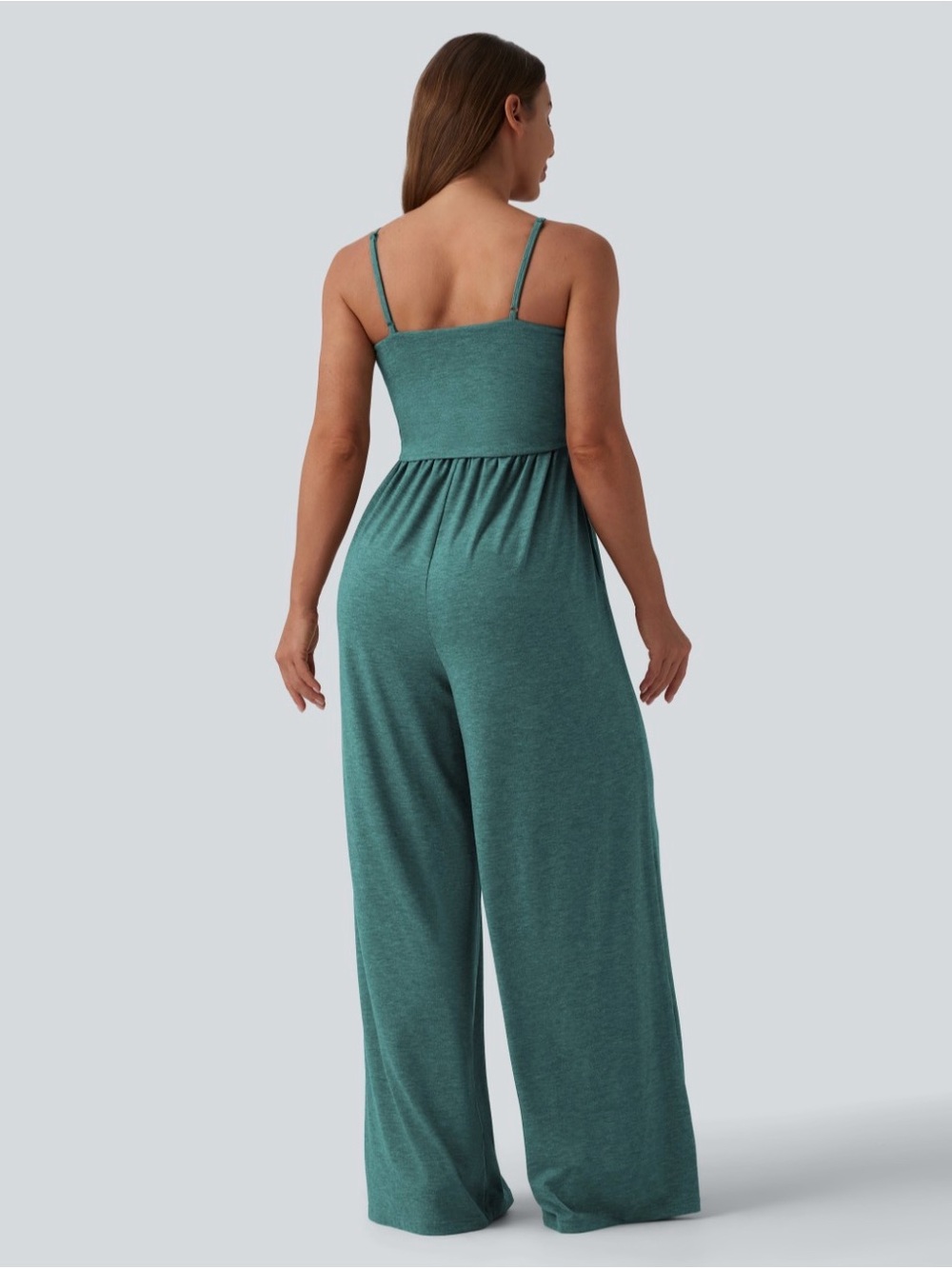 HALARA Teal Wide-Leg Jumpsuit with Spaghetti Straps - Picture 2 of 7